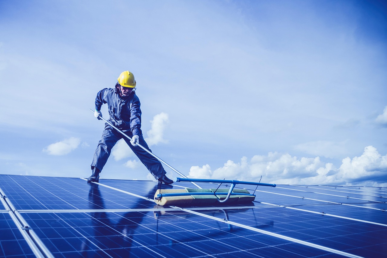 Limpieza de panel solar